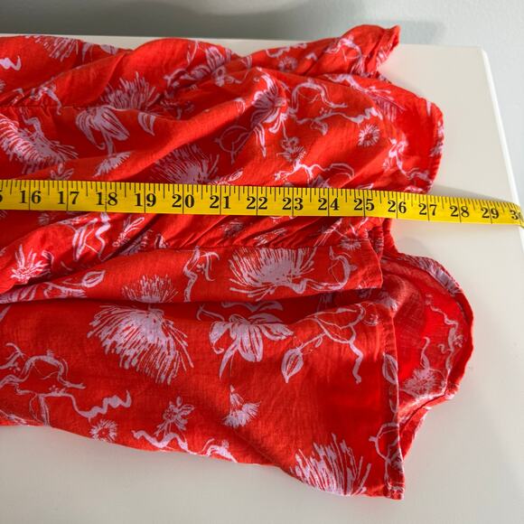 Ava & Viv Size 3X Red Floral Top Balloon Sleeve Smocked Flirty Coquette - Picture 11 of 11